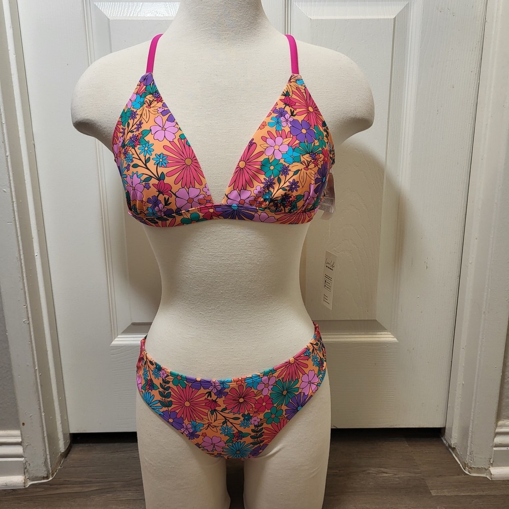 New! Cupshe Women's Two Piece Bikini Swimsuit Size L-Bra, S-Bottom Floral